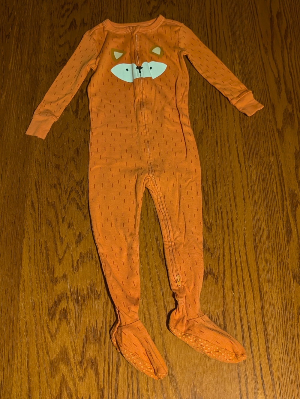 Old Navy Baby Fox Footed Pajamas 18-24M Orange 2-Way Zip Sleeper
